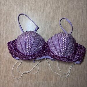 Purple Beaded Bra with Pearl Accents